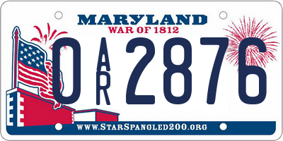 MD license plate 0AR2876