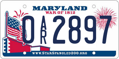 MD license plate 0AR2897