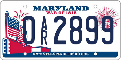 MD license plate 0AR2899