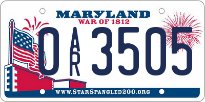MD license plate 0AR3505