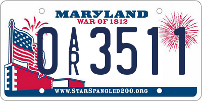 MD license plate 0AR3511