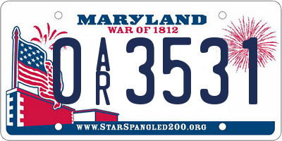 MD license plate 0AR3531