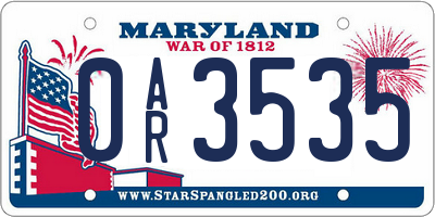 MD license plate 0AR3535
