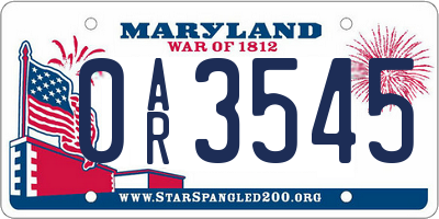 MD license plate 0AR3545