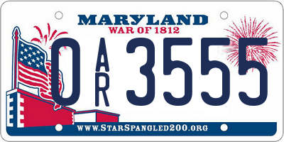 MD license plate 0AR3555
