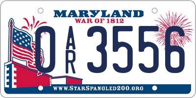 MD license plate 0AR3556