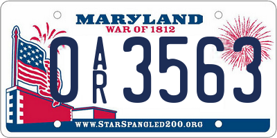 MD license plate 0AR3563