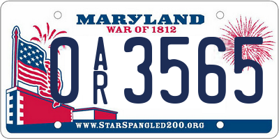 MD license plate 0AR3565