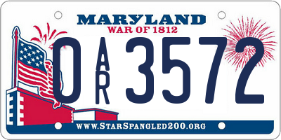 MD license plate 0AR3572