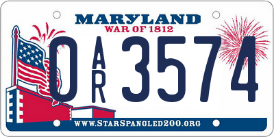 MD license plate 0AR3574