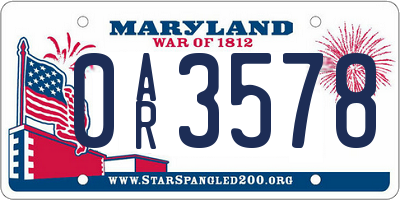 MD license plate 0AR3578