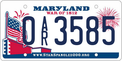 MD license plate 0AR3585