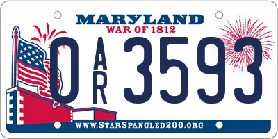 MD license plate 0AR3593