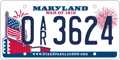 MD license plate 0AR3624
