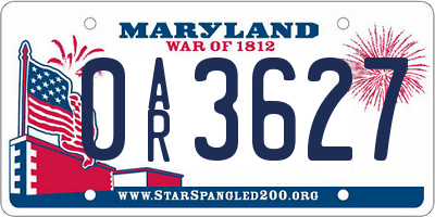 MD license plate 0AR3627