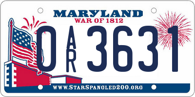 MD license plate 0AR3631