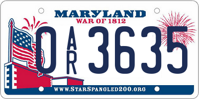 MD license plate 0AR3635