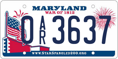 MD license plate 0AR3637