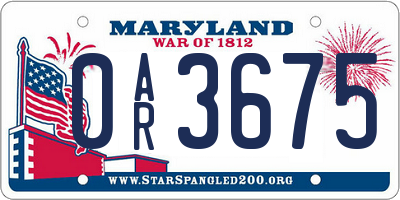 MD license plate 0AR3675