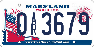 MD license plate 0AR3679