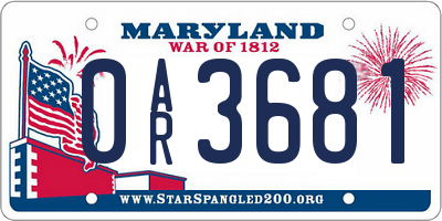 MD license plate 0AR3681