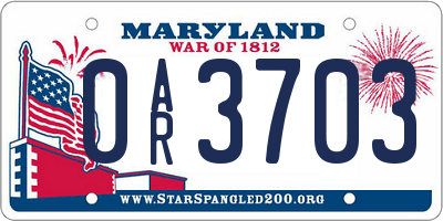 MD license plate 0AR3703