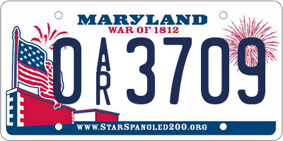 MD license plate 0AR3709