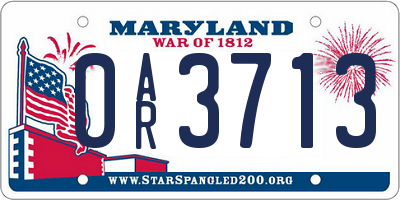 MD license plate 0AR3713