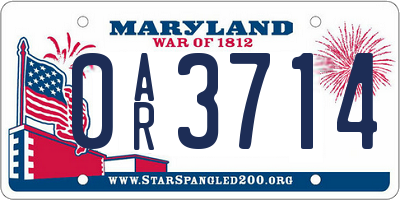 MD license plate 0AR3714