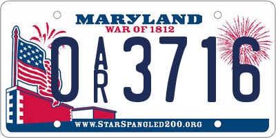 MD license plate 0AR3716