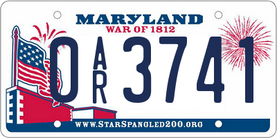 MD license plate 0AR3741