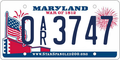 MD license plate 0AR3747