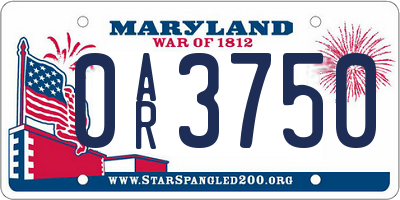 MD license plate 0AR3750