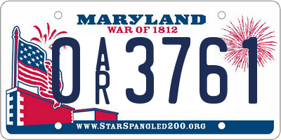 MD license plate 0AR3761