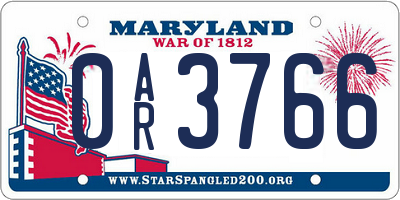 MD license plate 0AR3766