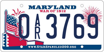 MD license plate 0AR3769