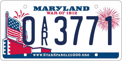 MD license plate 0AR3771