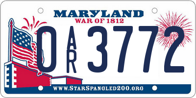 MD license plate 0AR3772