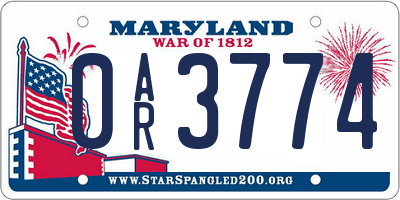 MD license plate 0AR3774