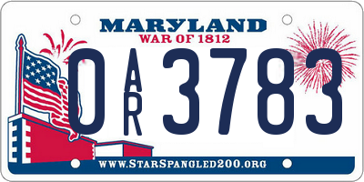 MD license plate 0AR3783