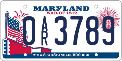MD license plate 0AR3789