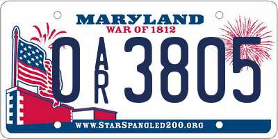 MD license plate 0AR3805