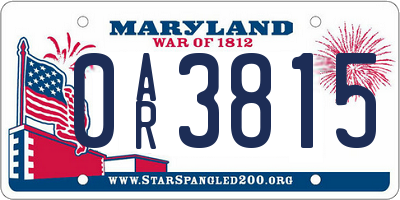 MD license plate 0AR3815