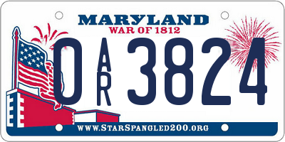 MD license plate 0AR3824