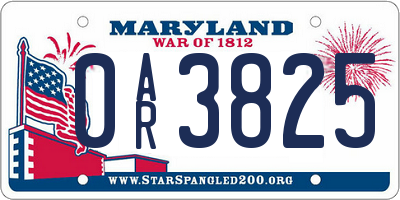 MD license plate 0AR3825