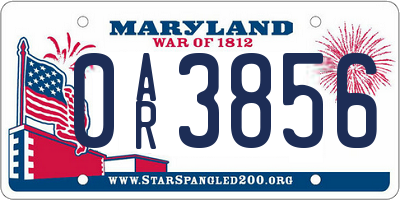 MD license plate 0AR3856