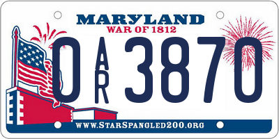 MD license plate 0AR3870