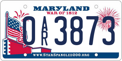 MD license plate 0AR3873