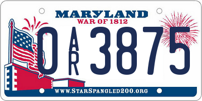 MD license plate 0AR3875