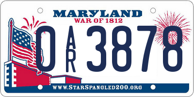 MD license plate 0AR3878
